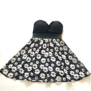 Black Floral Strapless Sundress